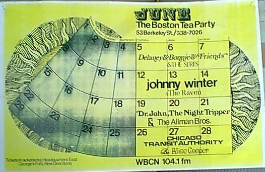 heres a copy of a poster of the first time the ABB played at the Tea Party( opening for Dr John ), a old hangout of mine....sent to me several years from my dear friend,Lana ;)