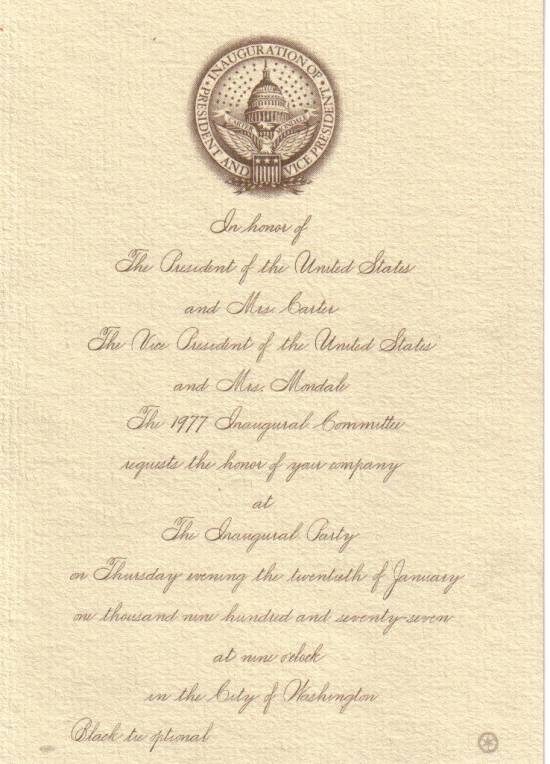 a invite from Jimmy Carter , a great man !!!